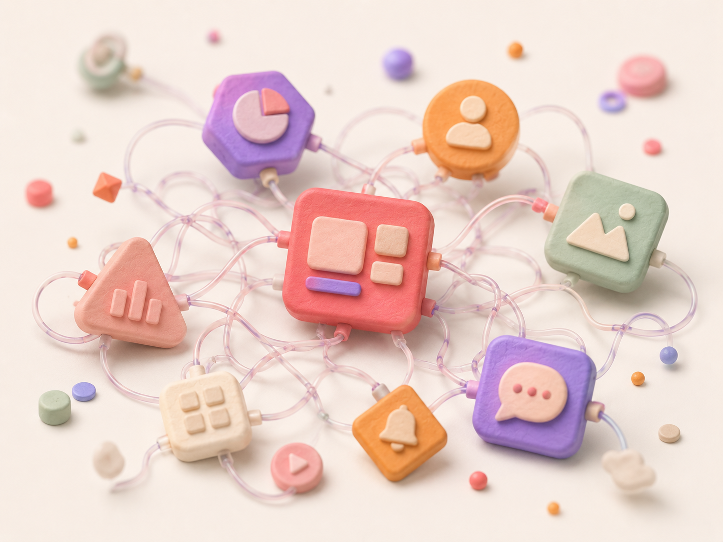 Scattered design and marketing tool icons