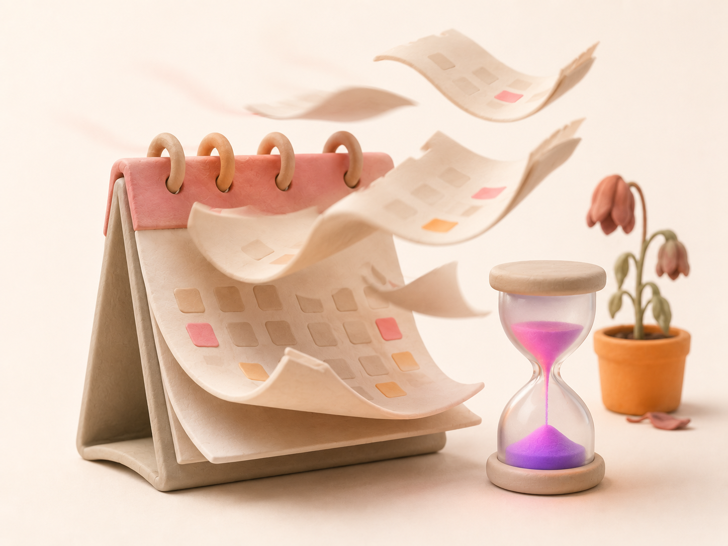 Calendar pages tearing away while a trend cools